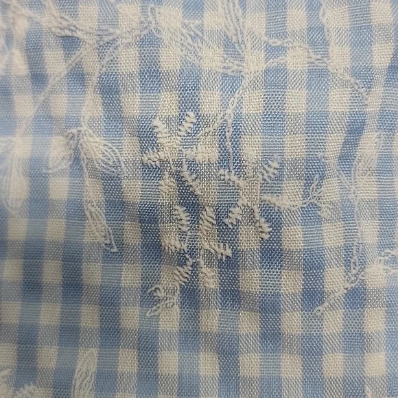 ORIGINALITY BLUE WHITE GINGHAM TIE-FRONT PUFF SLEEVE MINI DRESS SZ MEDIUM - Picture 14 of 14